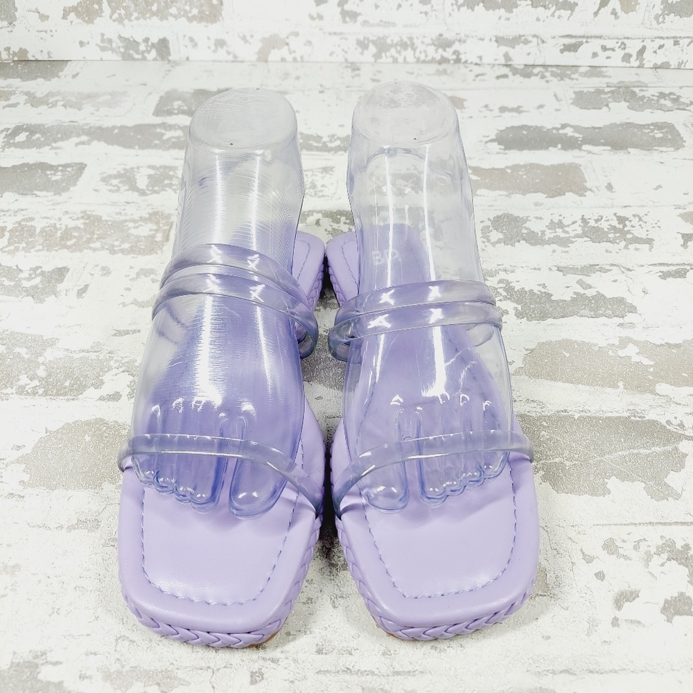 NEW BP Viola Purple Square Toe Summer Casual Flat Slide Sandals C553